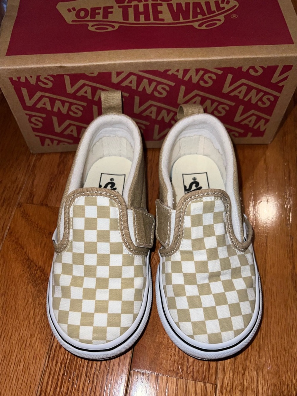 Vans Kids Checkerboard Slip-On Sneakers - Tan & White